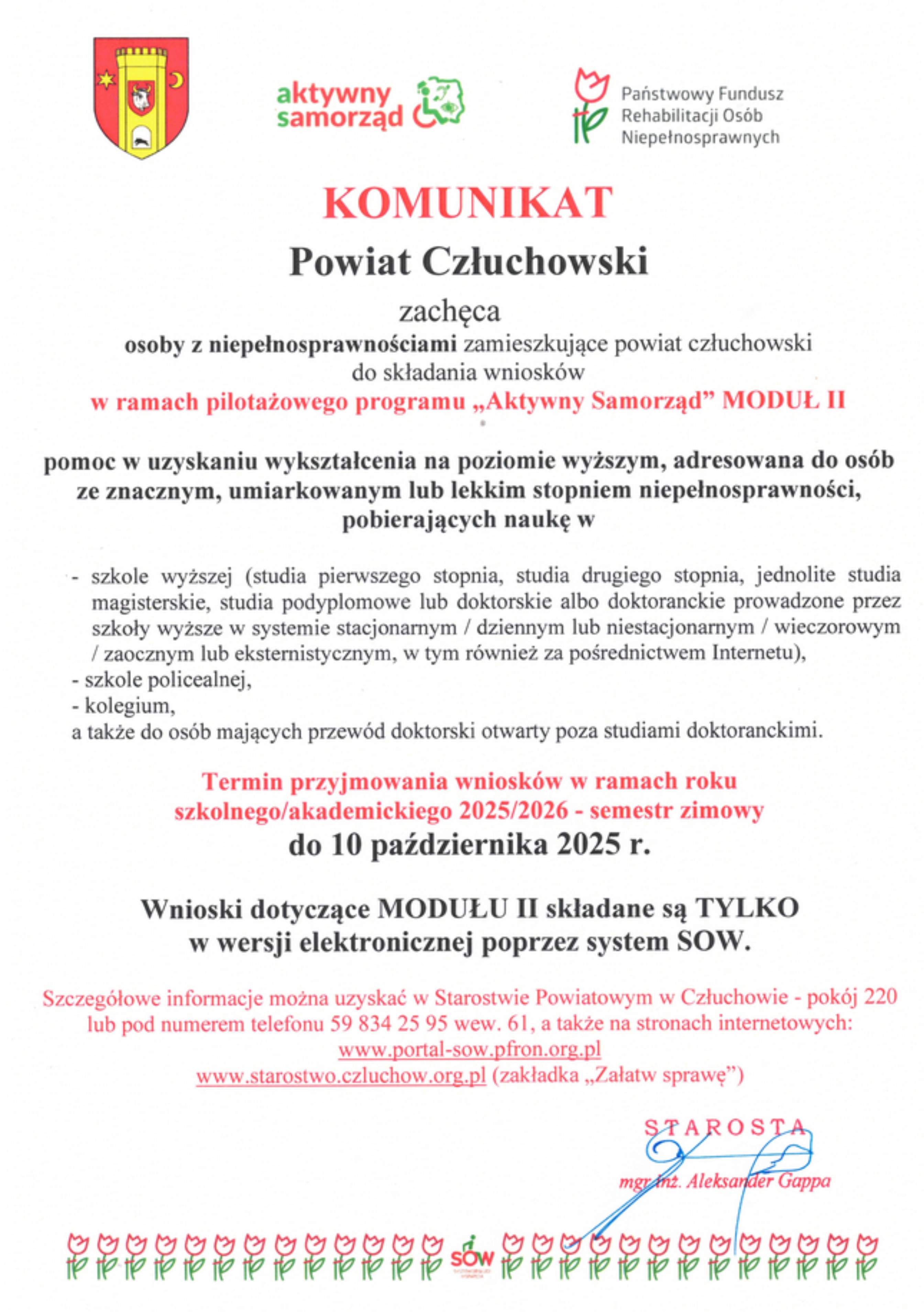 KOMUNIKAT POWIAT CZŁUCHOWSKI