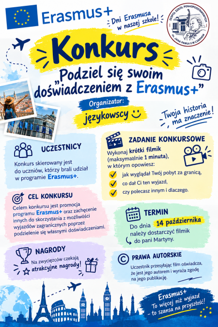 PODZIEL SIĘ SWOIM DOŚWIADCZENIEM Z ERASMUS +