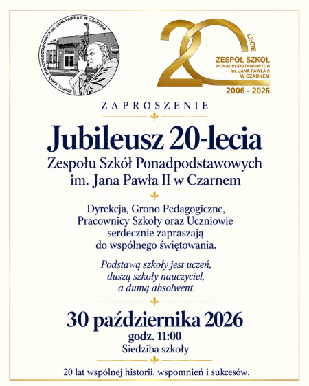 ZAPROSZENIE 20 - LECIE
